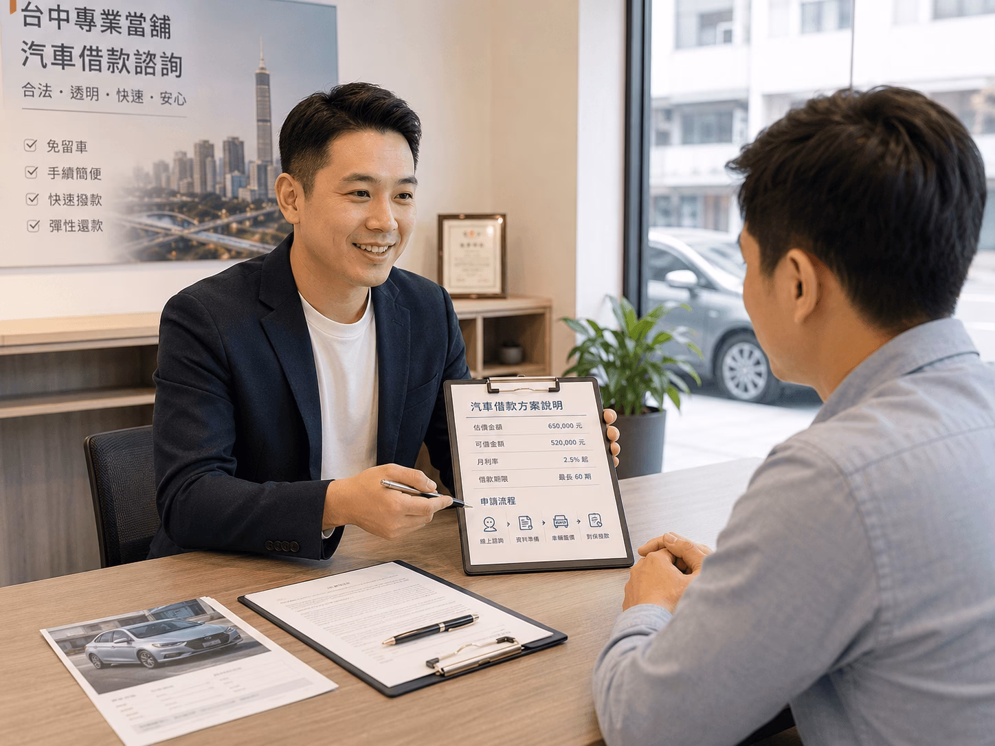 台中汽車借款諮詢，專員協助車主說明汽車借款條件、額度、利率與流程